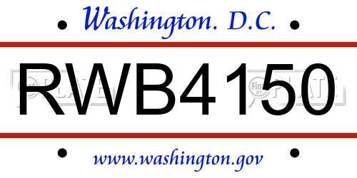 RWB4150 District Of Columbia License Plate