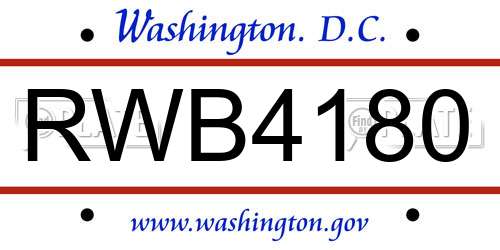 RWB4180 District Of Columbia License Plate