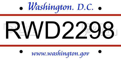 RWD2298 District Of Columbia License Plate