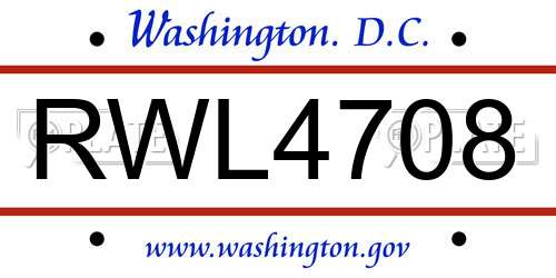 RWL4708 District Of Columbia License Plate