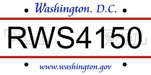 RWS4150 District Of Columbia License Plate