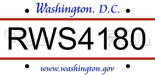 RWS4180 District Of Columbia License Plate