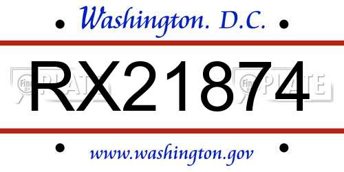 RX21874 District Of Columbia License Plate