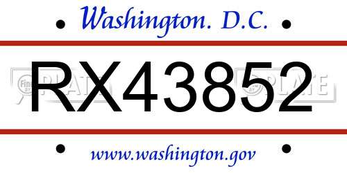 RX43852 District Of Columbia License Plate