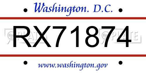 RX71874 District Of Columbia License Plate