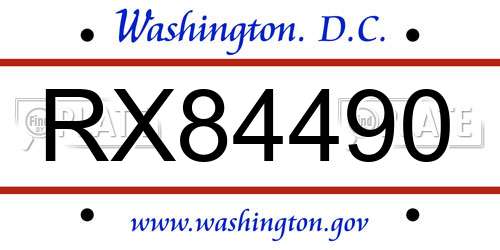 RX84490 District Of Columbia License Plate