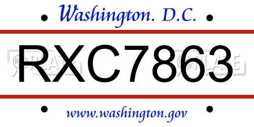 RXC7863 District Of Columbia License Plate