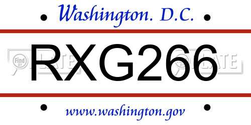 RXG266 District Of Columbia License Plate