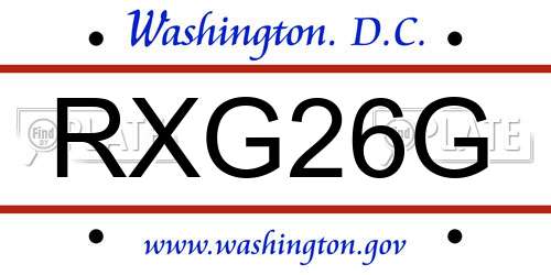 RXG26G District Of Columbia License Plate