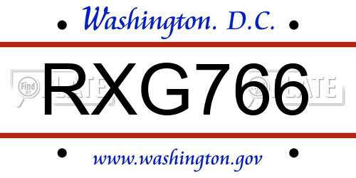 RXG766 District Of Columbia License Plate