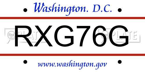 RXG76G District Of Columbia License Plate