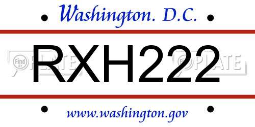 RXH222 District Of Columbia License Plate