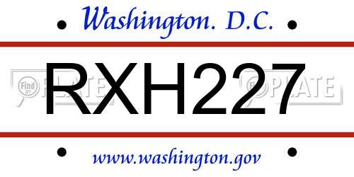 RXH227 District Of Columbia License Plate