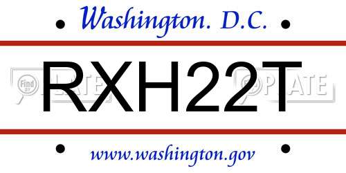 RXH22T District Of Columbia License Plate