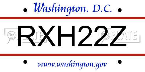 RXH22Z District Of Columbia License Plate