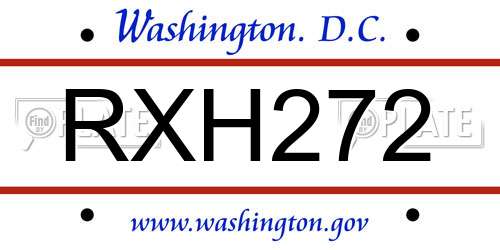 RXH272 District Of Columbia License Plate