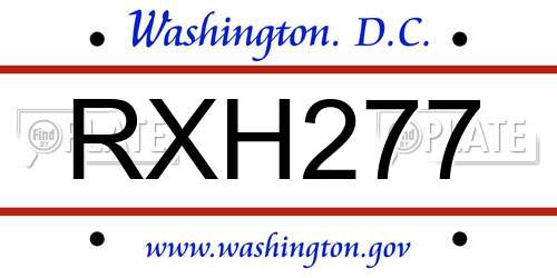 RXH277 District Of Columbia License Plate