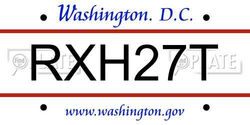 RXH27T District Of Columbia License Plate