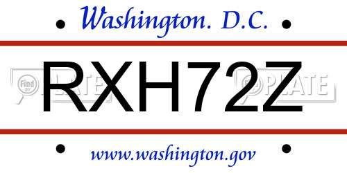 RXH72Z District Of Columbia License Plate