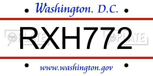 RXH772 District Of Columbia License Plate