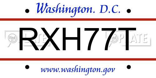 RXH77T District Of Columbia License Plate