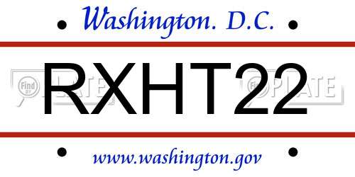 RXHT22 District Of Columbia License Plate
