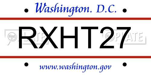 RXHT27 District Of Columbia License Plate