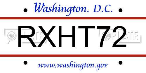 RXHT72 District Of Columbia License Plate