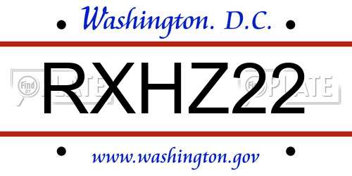 RXHZ22 District Of Columbia License Plate