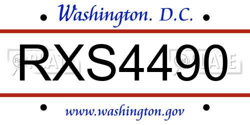 RXS4490 District Of Columbia License Plate