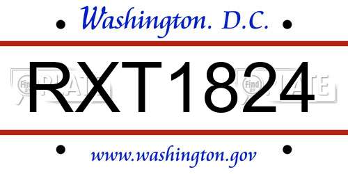 RXT1824 District Of Columbia License Plate