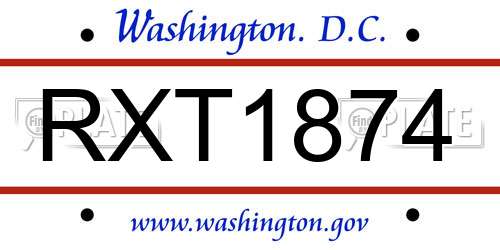 RXT1874 District Of Columbia License Plate