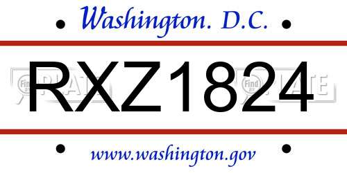 RXZ1824 District Of Columbia License Plate