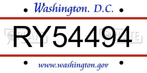 RY54494 District Of Columbia License Plate