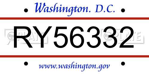 RY56332 District Of Columbia License Plate
