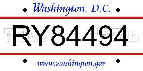 RY84494 District Of Columbia License Plate