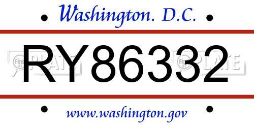 RY86332 District Of Columbia License Plate