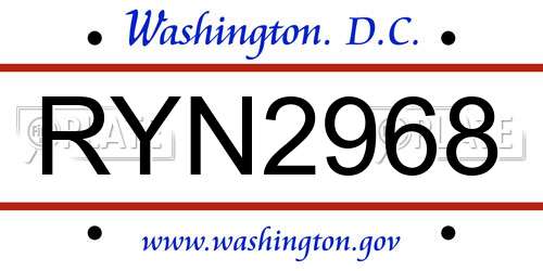 RYN2968 District Of Columbia License Plate