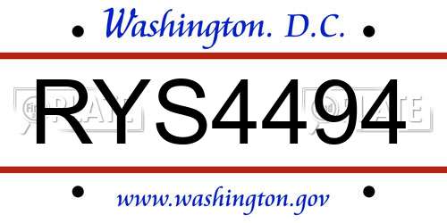 RYS4494 District Of Columbia License Plate