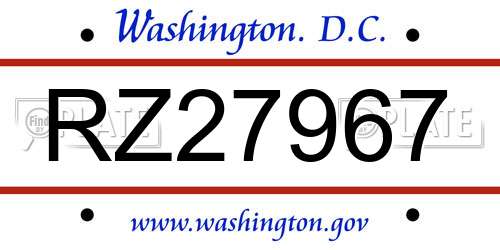 RZ27967 District Of Columbia License Plate
