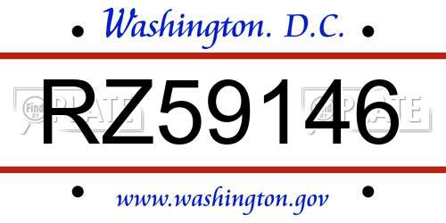 RZ59146 District Of Columbia License Plate