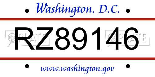 RZ89146 District Of Columbia License Plate
