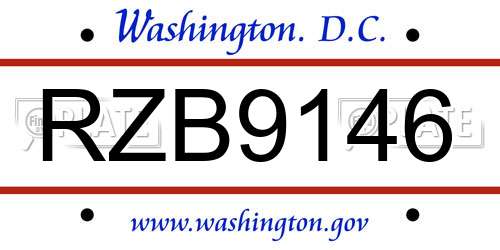 RZB9146 District Of Columbia License Plate