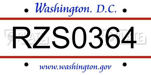 RZS0364 District Of Columbia License Plate