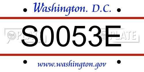 S0053E District Of Columbia License Plate