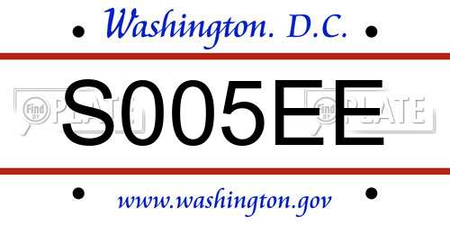 S005EE District Of Columbia License Plate