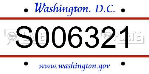 S006321 District Of Columbia License Plate