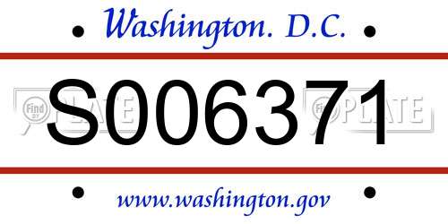 S006371 District Of Columbia License Plate