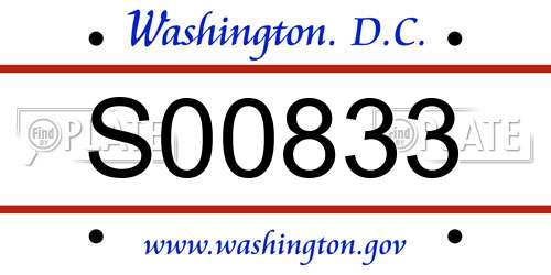 S00833 District Of Columbia License Plate