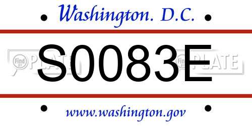 S0083E District Of Columbia License Plate